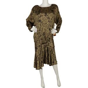 Vintage Carole Little Gold Versailles Baroque Paisley Cottagecore Boho Dress